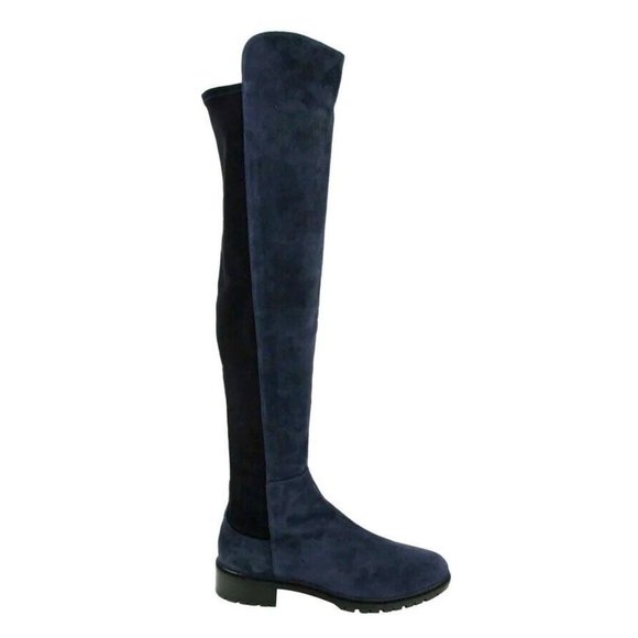 $950 STUART WEITZMAN CITY SUEDE OVER THE KNEE CHUNKY BOOT BLUE 10.5 (PB9) - Picture 1 of 8